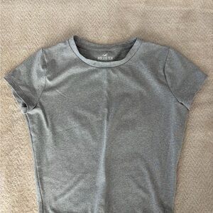 Hollister Gray Crewneck Tee with White Logo